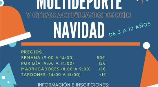 Abierto el plazo de inscripción para el Campamento Multideporte de Navidad dirigido a niños de entre 3 y 12 años