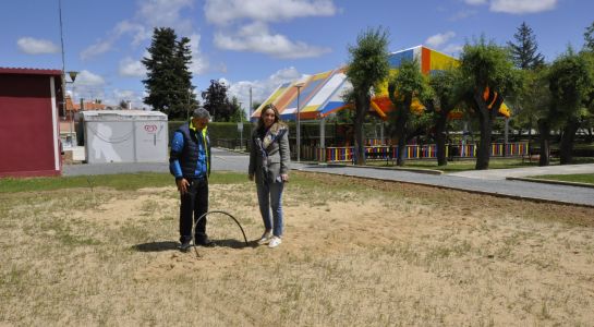 El Ayuntamiento convierte la antigua pista de vóley de Valdelagua en un nuevo espacio con césped, árboles y riego por aspersión